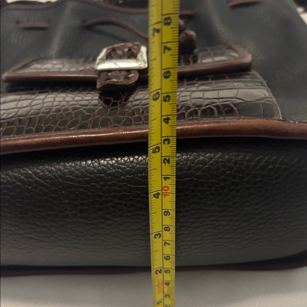 VTG Brighton Black & Brown silver Bucket Bag Crocodile print pebbled leather 90s - Picture 15 of 15